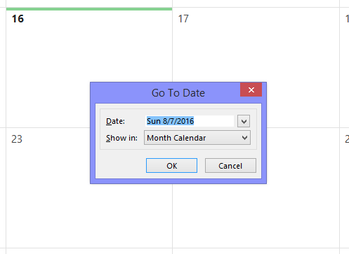 Go to date in outlook