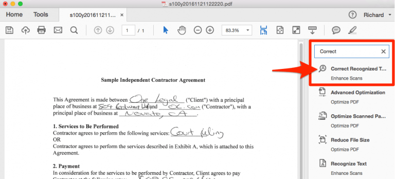 How to correct OCR errors using Adobe Acrobat - One Legal