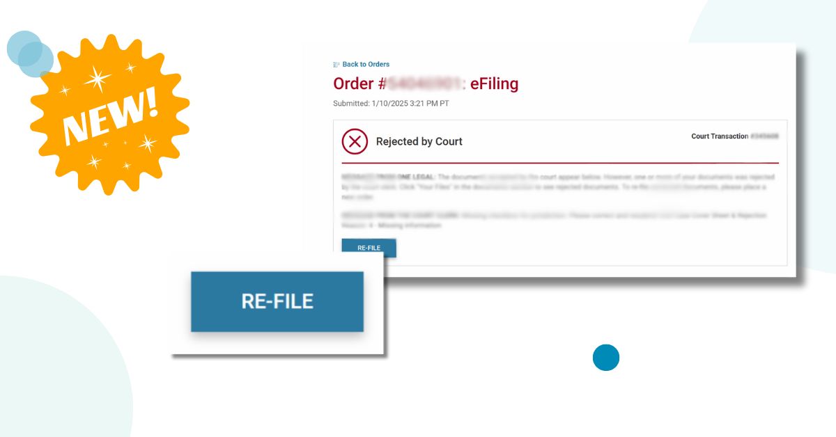 One Legal Rejected Filing Re Submission Feature Makes Re Filing Rejections A Breeze